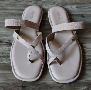 Michael Kors Pink Flat Cross Toe Sandals Women's Size 8.5